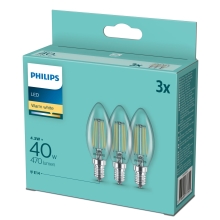Philips  LED svíčka filament E14 náhrada za 40W 2700K 4W filament