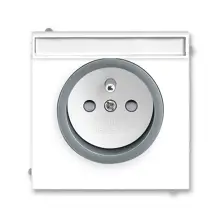 44 Zásuvka jednonásobná s popisovým polem, clonky, bílá/ledová šedá, ABB Neo