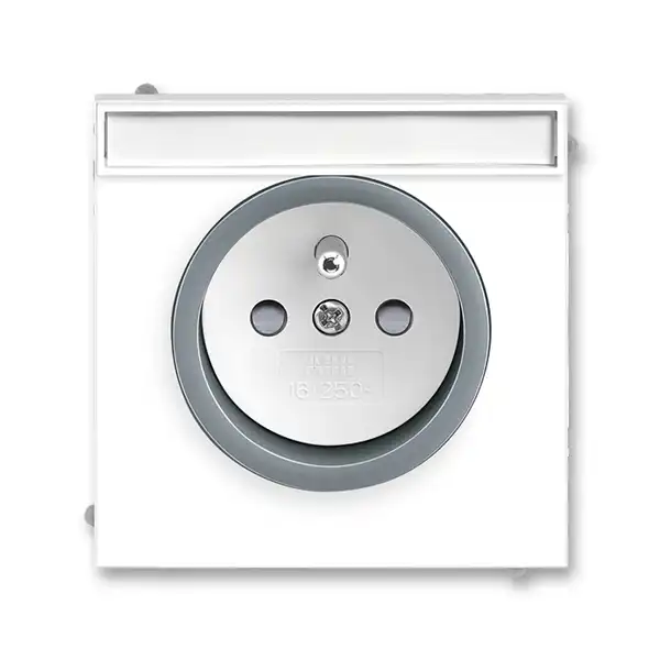 44 Zásuvka jednonásobná s popisovým polem, clonky, bílá/ledová šedá, ABB Neo