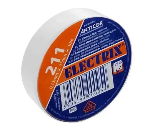 ANTICOR páska elektroizol.PVC 15X10 Kód:211P Electrix bílá