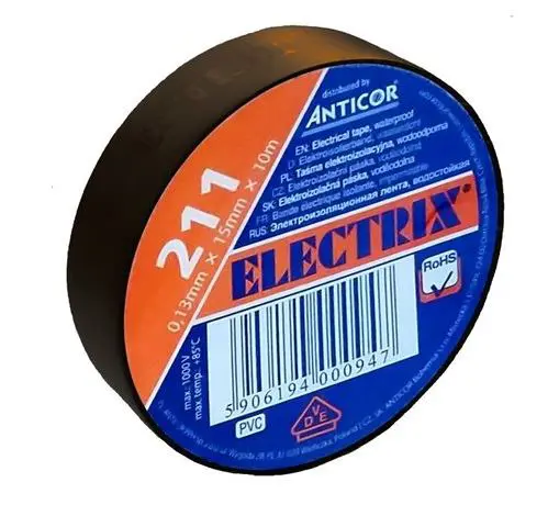 ANTICOR páska elektroizol.PVC 15X10 Kód:211P Electrix hneda