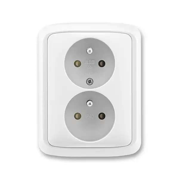 B Zásuvka dvojnásobná s clonkami, bílá, ABB Tango