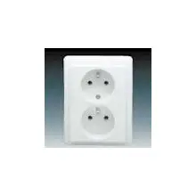 B1 Zásuvka dvojnásobná chráněná, jasně bílá, ABB Classic