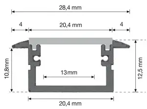 DURALAMP zapuštěný profil pro upevnění LED pásky IP68 1ks=2m