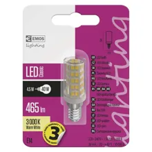 EMOS LED bulb JC T25 4.5W/40W E14 3000K 465lm NonDim 30Y čirá T20