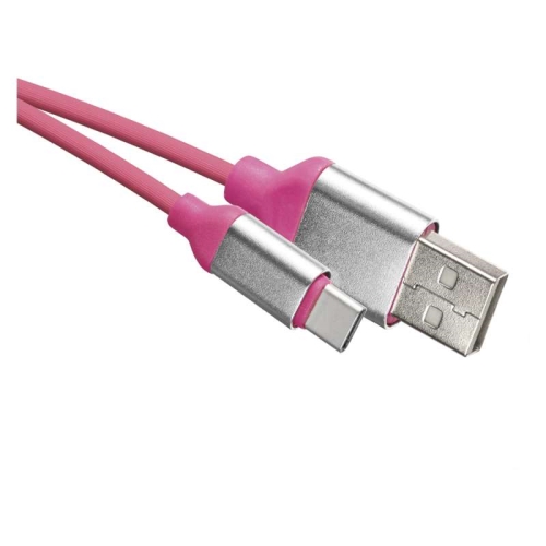 EMOS USB kabel 2.0 A/M - C/M 1m růžový