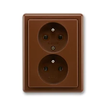 H3 Zásuvka dvojnásobná chráněná, hnědá, ABB Classic