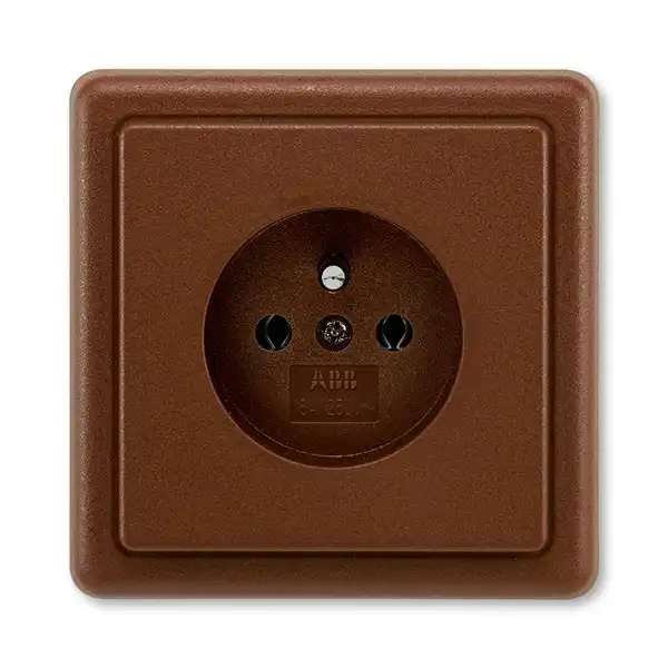 H3 Zásuvka jednonásobná, chráněná, hnědá, ABB Classic