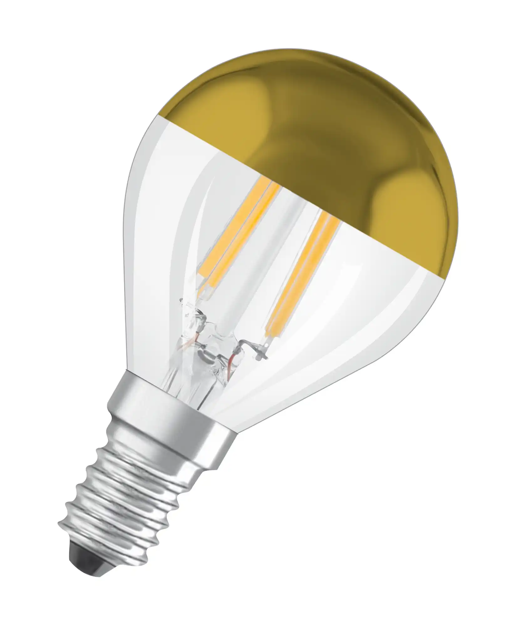 OSRAM LED filam.lustre P45 4W/34W E14 2700K 380lm NonDim 15Y ; zlatý vrchlík