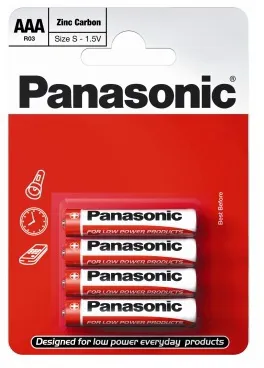 PANASONIC AAA Red Zinc baterie mikrotužková  R03 4 kusy