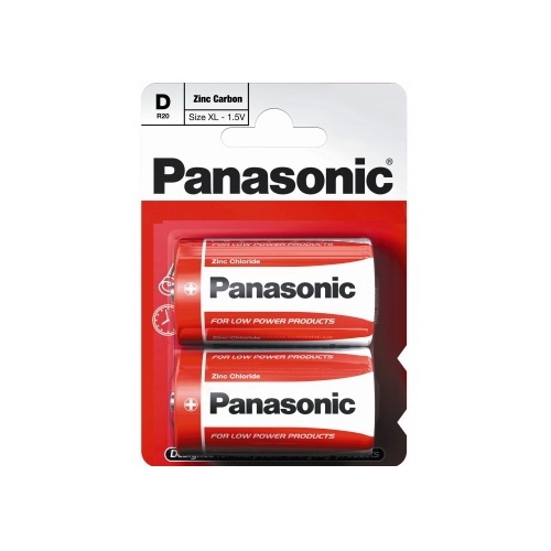 PANASONIC D Red Zinc baterie velký monočlánek  R20 2 kusy