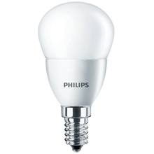 PHILIPS E14 4W 2700K 250lm náhrada 25W; LED kapková žárovka P45 opál