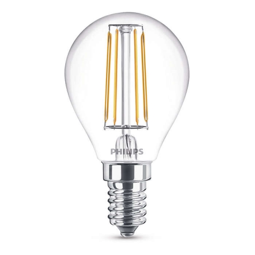 PHILIPS E14 4W 2700K 470lm náhrada 40W; LED kapková žárovka P45 NonDim
