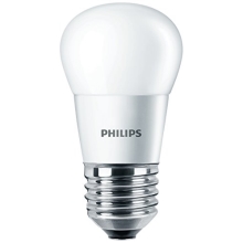 PHILIPS E27 4W 2700K 250lm náhrada 25W; LED kapková žárovka P45 opál