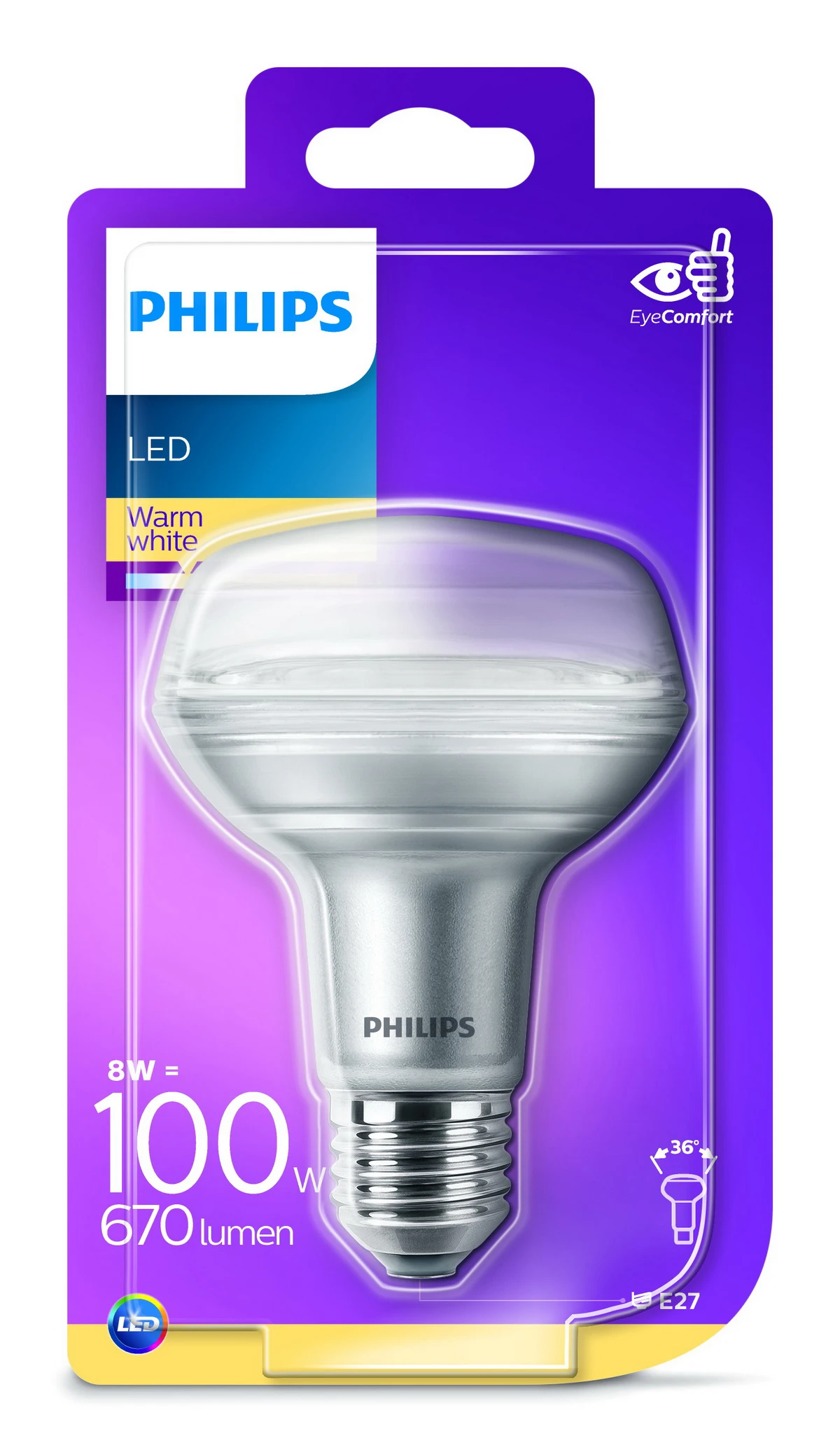 PHILIPS  LED reflektor E27 náhrada za 100W 2700K 8W