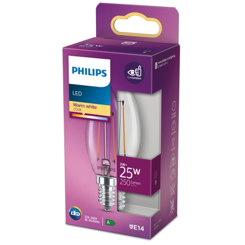 Philips  LED svíčka filament E14 náhrada za 4W 2700K 4W filament