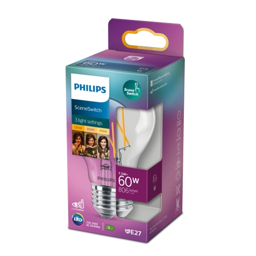 Philips  LED žárovka E27 náhrada za 60W 2200K 8W čirá