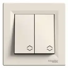 Přepínač dvojitý střídavý ř. 6+6, krémová, bezšroubový, Schneider