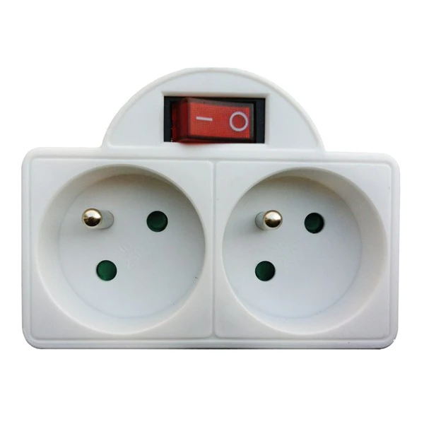 SOLIGHT adaptér.rozbočka 2 x 10A bílá vypínač