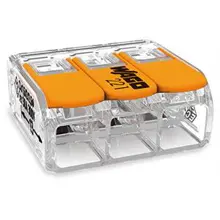 Svorka bezšroubová COMPACT 3 x 0,5 - 6 mm2 s páčkou, transparentní, Wago