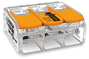 Svorka bezšroubová COMPACT 3 x 0,5 - 6 mm2 s páčkou, transparentní, Wago