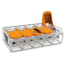 Svorka bezšroubová COMPACT 5 x 0,5 - 6 mm2 s páčkou, transparentní, Wago