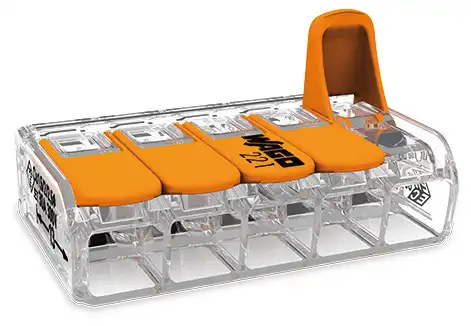 Svorka bezšroubová COMPACT 5 x 0,5 - 6 mm2 s páčkou, transparentní, Wago