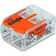 Svorka COMPACT 2x4 s páčkou, bezšroubová, transparentní, Wago