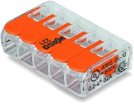 Svorka COMPACT 5x4 s páčkou, bezšroubová, transparentní, Wago