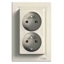 Zásuvka 2násobná 2x(2P+PE), krémová, Schneider