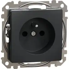 Zásuvka bezšroubová s clonkami, 230V, 16A, antracit, Schneider