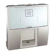 Zásuvka datová 1xRJ45 S-One, kat.5e UTP, 2modul, alu, Schneider
