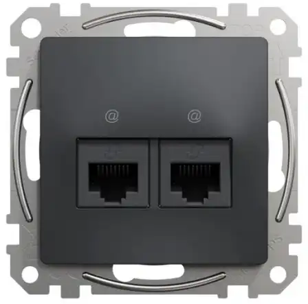 Zásuvka datová 2xRJ45 kat. 5e UTP, antracit, Schneider