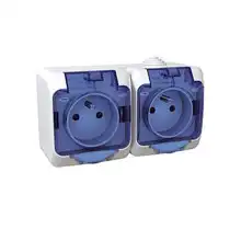 Zásuvka dvojnásobná 230V 16A 2P+PE, bílá s čirým krytem