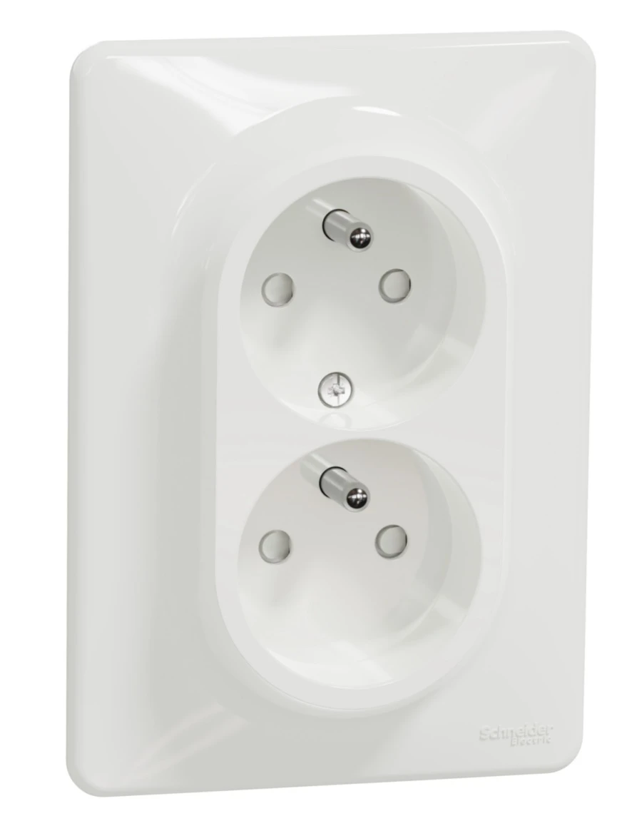 Zásuvka dvojnásobná 230V 16A, bílá, Schneider
